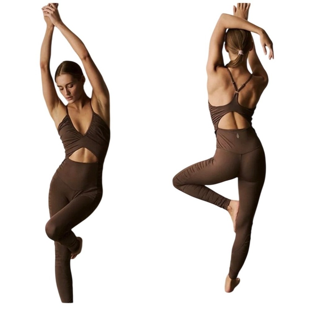 Free People Movement Balancing Act Ribbed Halter Cutout Bodysuit Small